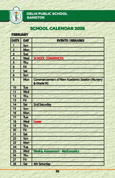 SCHOOL CALENDAR