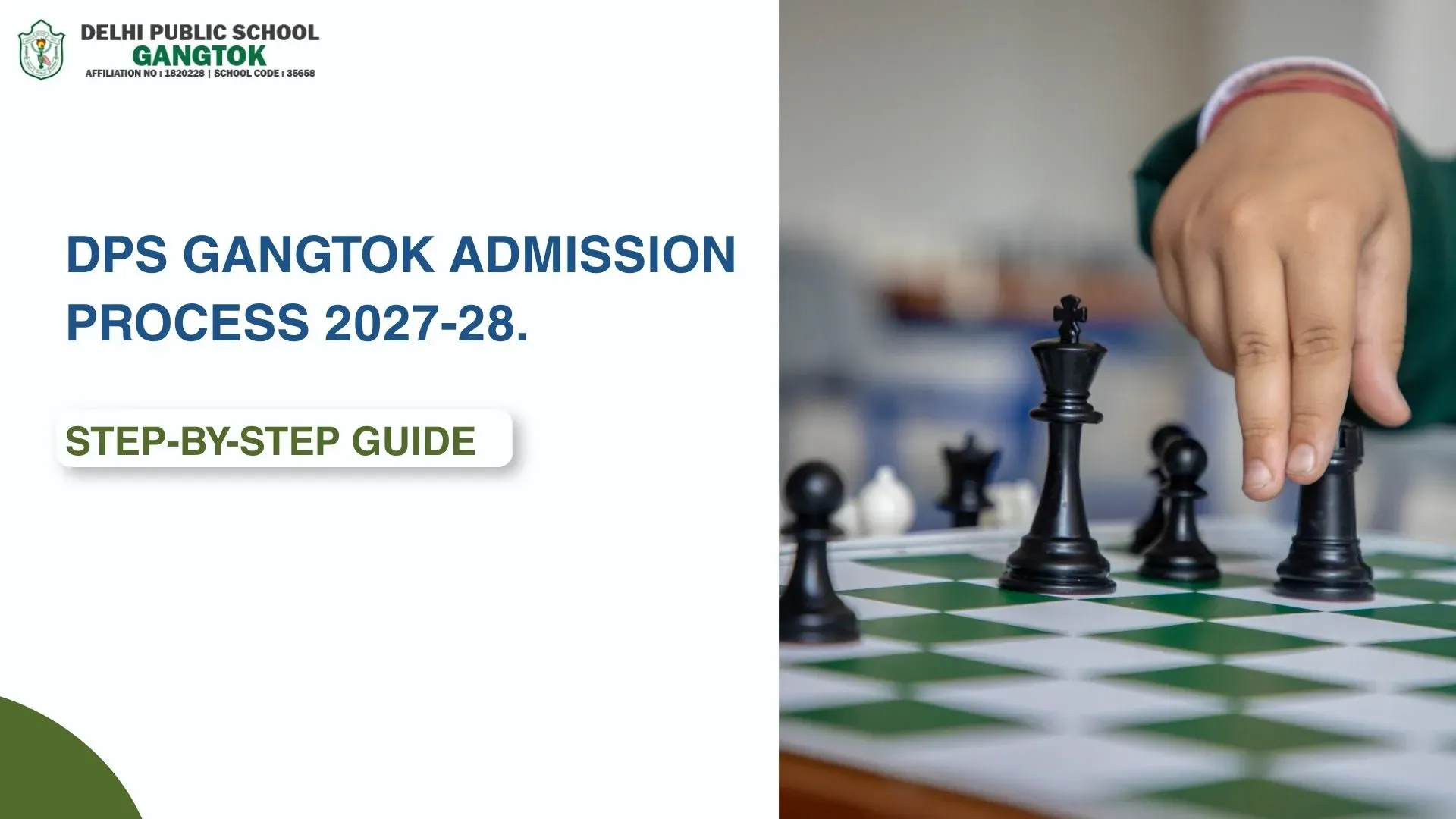 Student playing chess move with admission writing